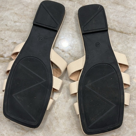 NEW Cream Croc-Embossed Square‎ Toe Mule Sandals | EU 43 / US 10.5 | Old Money - Picture 5 of 6